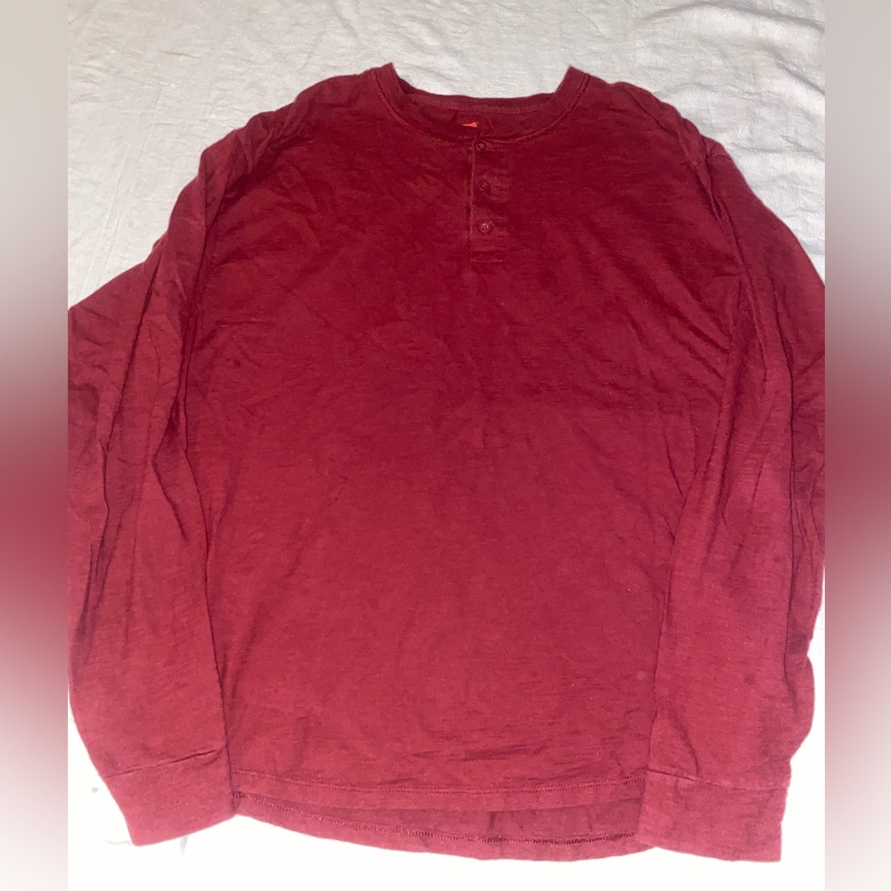 Hanes X Temp Henley Long Sleeve T Shirt Mens Size XL
